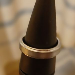 Mens wedding band Beveled white gold